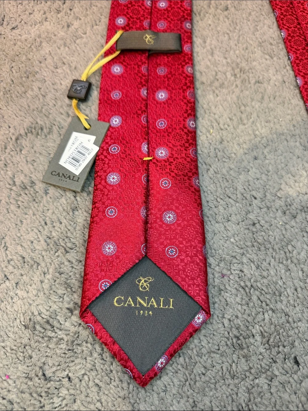 Canali Red 100% Silk Medallion Tie